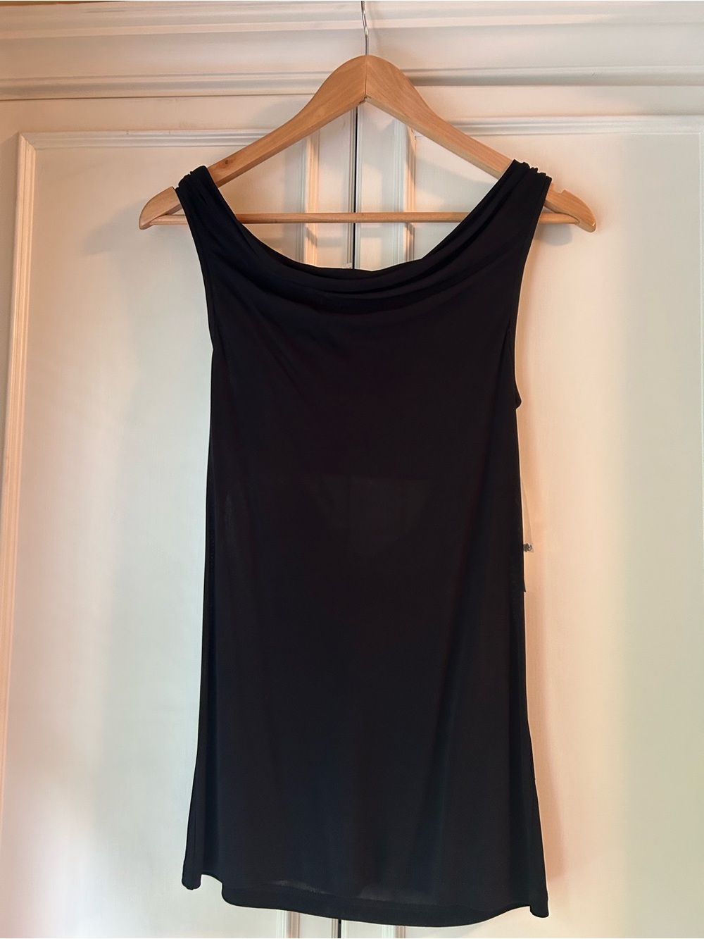 Alice + Olivia Black Beaded Draped Cowl-Back Tank -NWT